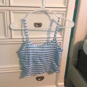 Me to We white and blue striped tank top